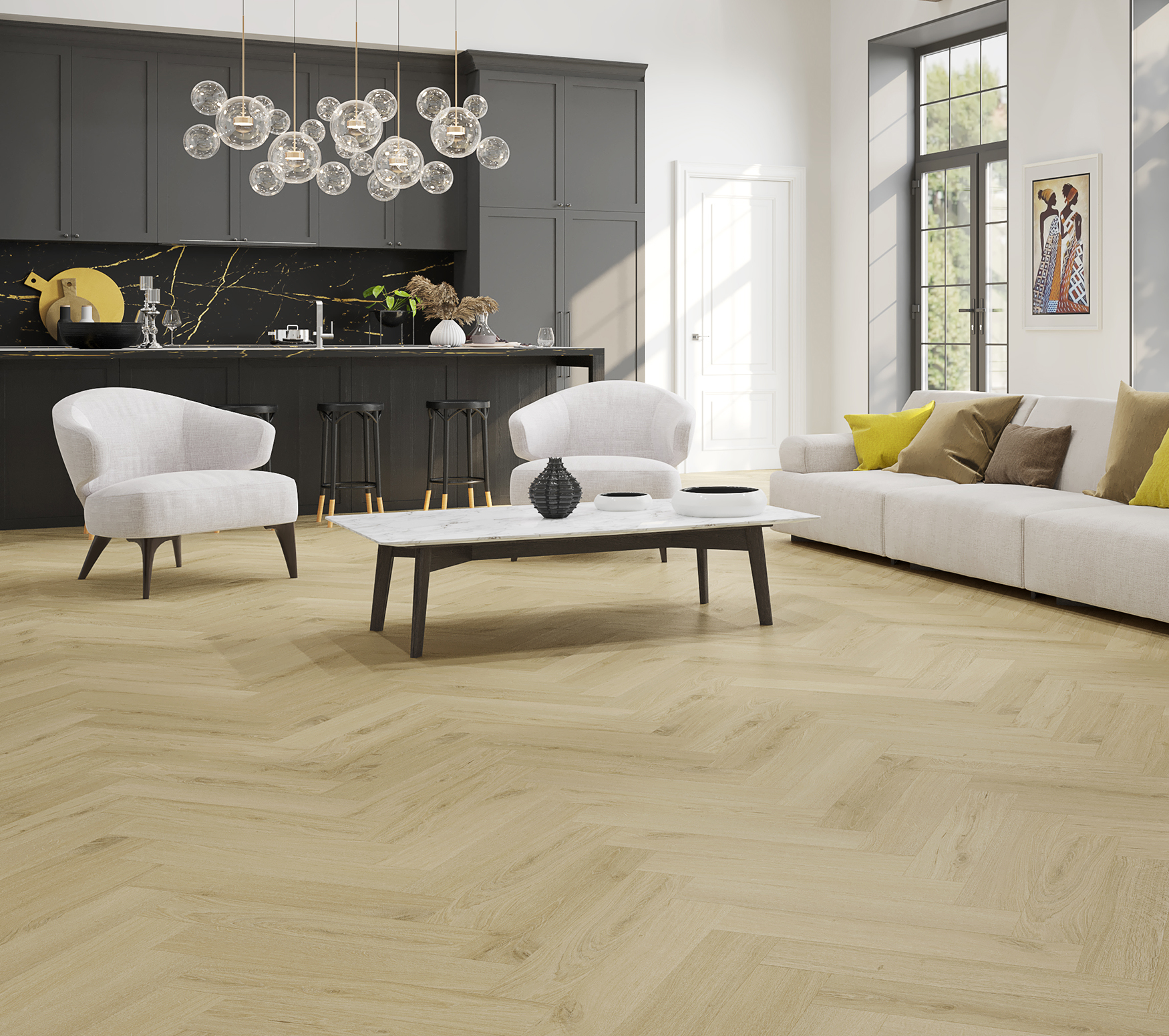 LVT SPC Herringbone Matt Sheen Ventus JFJ Wood Flooring